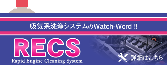 吸気系洗浄システムのWatch-Word!!RECS Rapid Engine Cleaning System 詳細はこちら